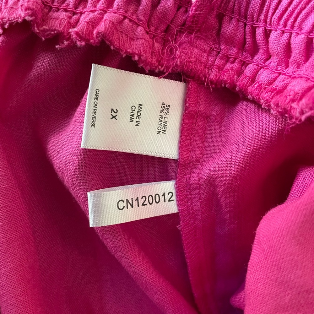 Linen-Blend Smocked-Waist Wide-Leg Pant with Pockets! 2X - Picture 6 of 9